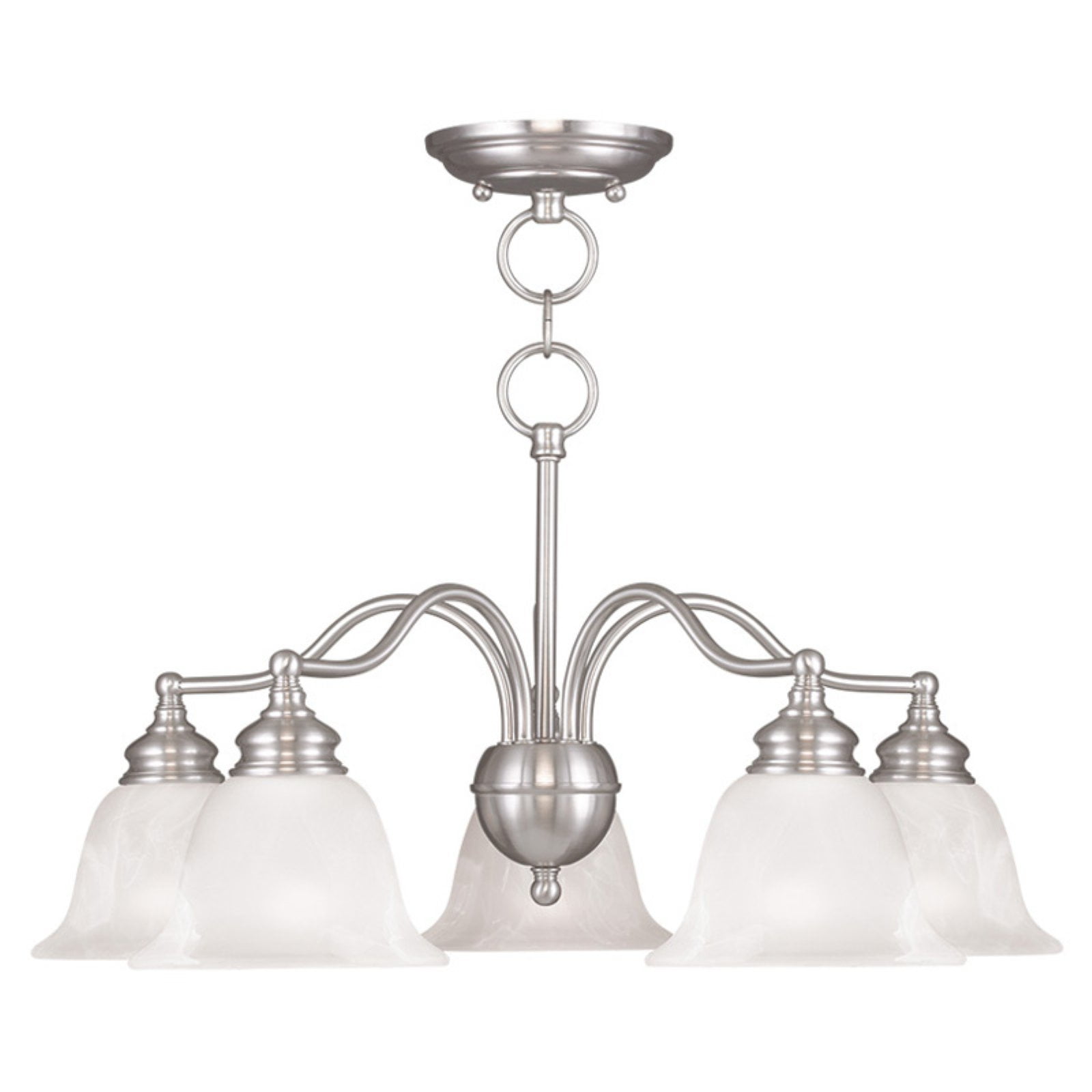 Essex Traditional 5-Light Chandelier in Brushed Nickel with Alabaster Glass