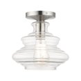 thumbnail image 1 of 52830-91-Livex Lighting-Everett - 1 Light Semi-Flush Mount-8.75 Inches Tall and 9 Inches Wide-Brushed Nickel/Polished Chrome Finish, 1 of 13