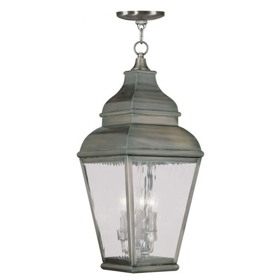 Livex Lighting - Exeter - 3 Light Outdoor Pendant Lantern in Farmhouse Style -
