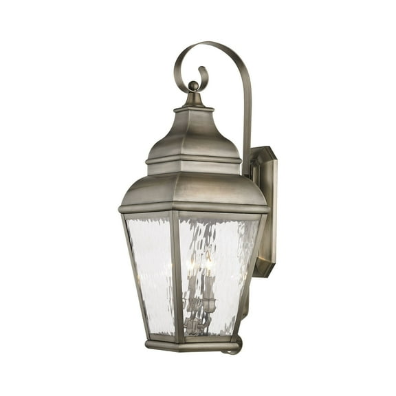 2605-29 Livex Lighting Exeter - 3 Light Outdoor Wall Lantern in Farmhouse Style - 10 Inches wide by 29 Inches high-Vintage Pewter Finish