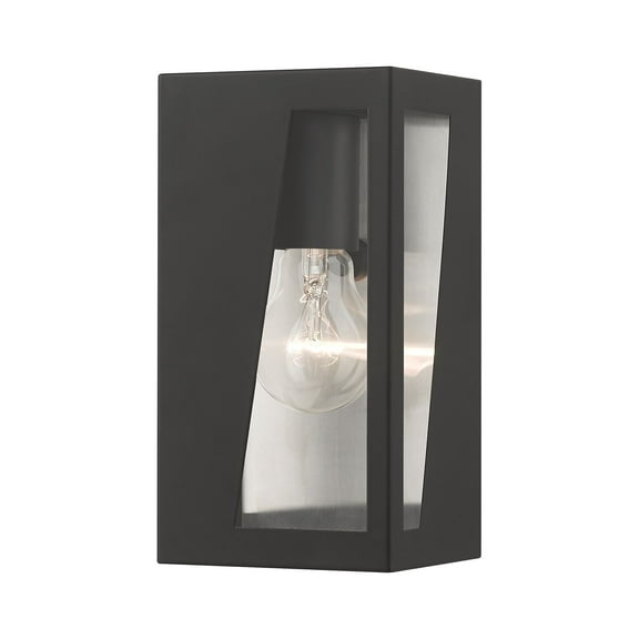 28931-04 Livex Lighting Forsyth - 1 Light Outdoor ADA Small Wall Lantern In Contemporary Style-8.5 Inches Tall and 4.5 Inches Wide-Black/Brushed