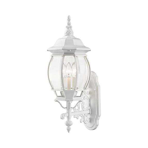 Livex Lighting Frontenac 3-Light Metal Outdoor Wall Lantern in Textured White