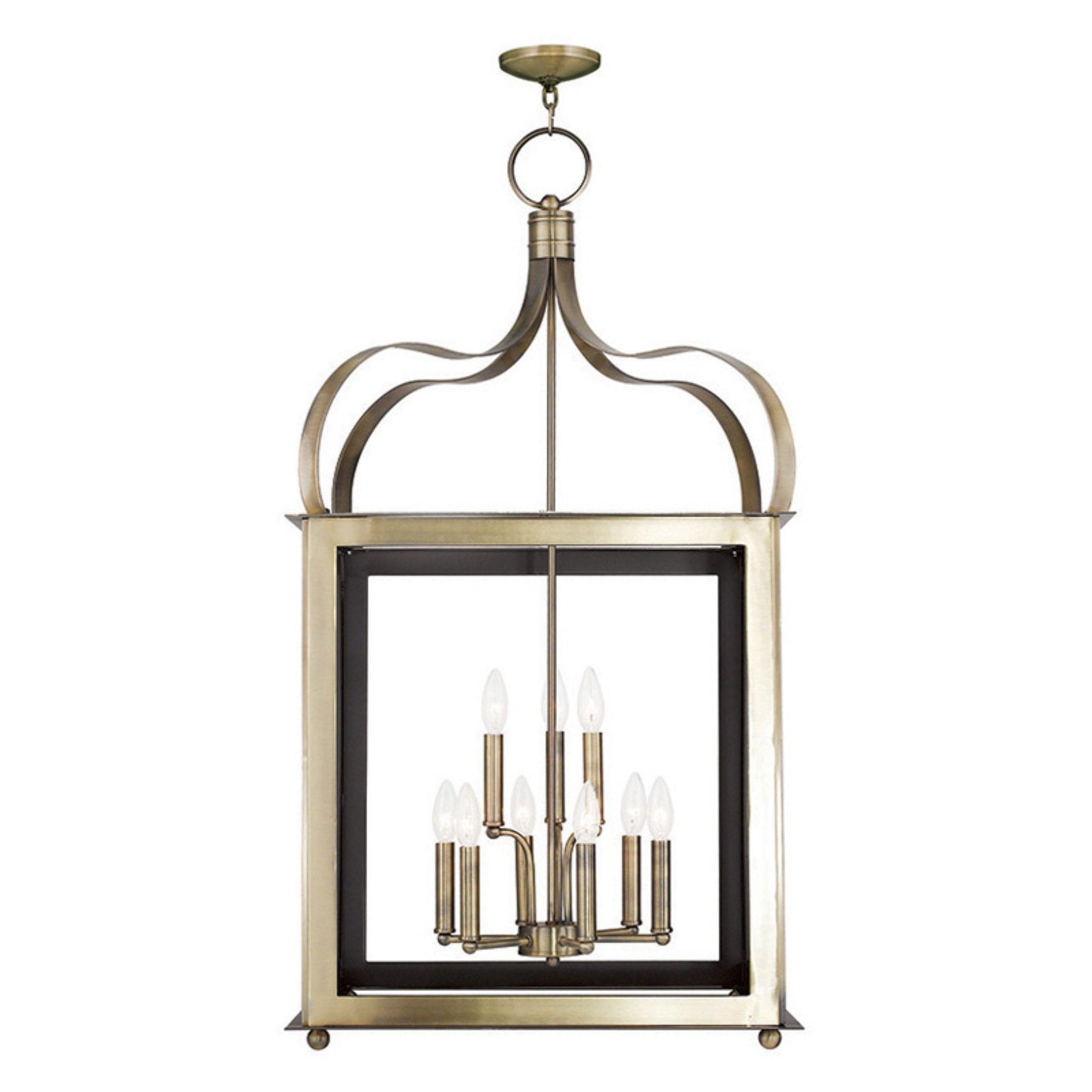 Garfield Antique Brass Squared 9-Light LED Glass Lantern