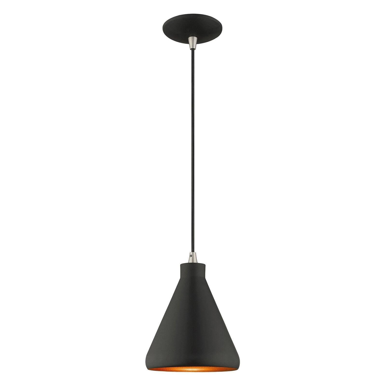 Mini Black Metal Pendant with Gold Interior Finish - Indoor/Outdoor