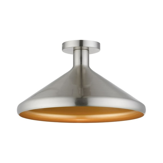 40950-91 Livex Lighting Geneva - 1 Light Semi-Flush Mount In Urban Style-8.75 Inches Tall and 15.25 Inches Wide-Brushed Nickel Finish