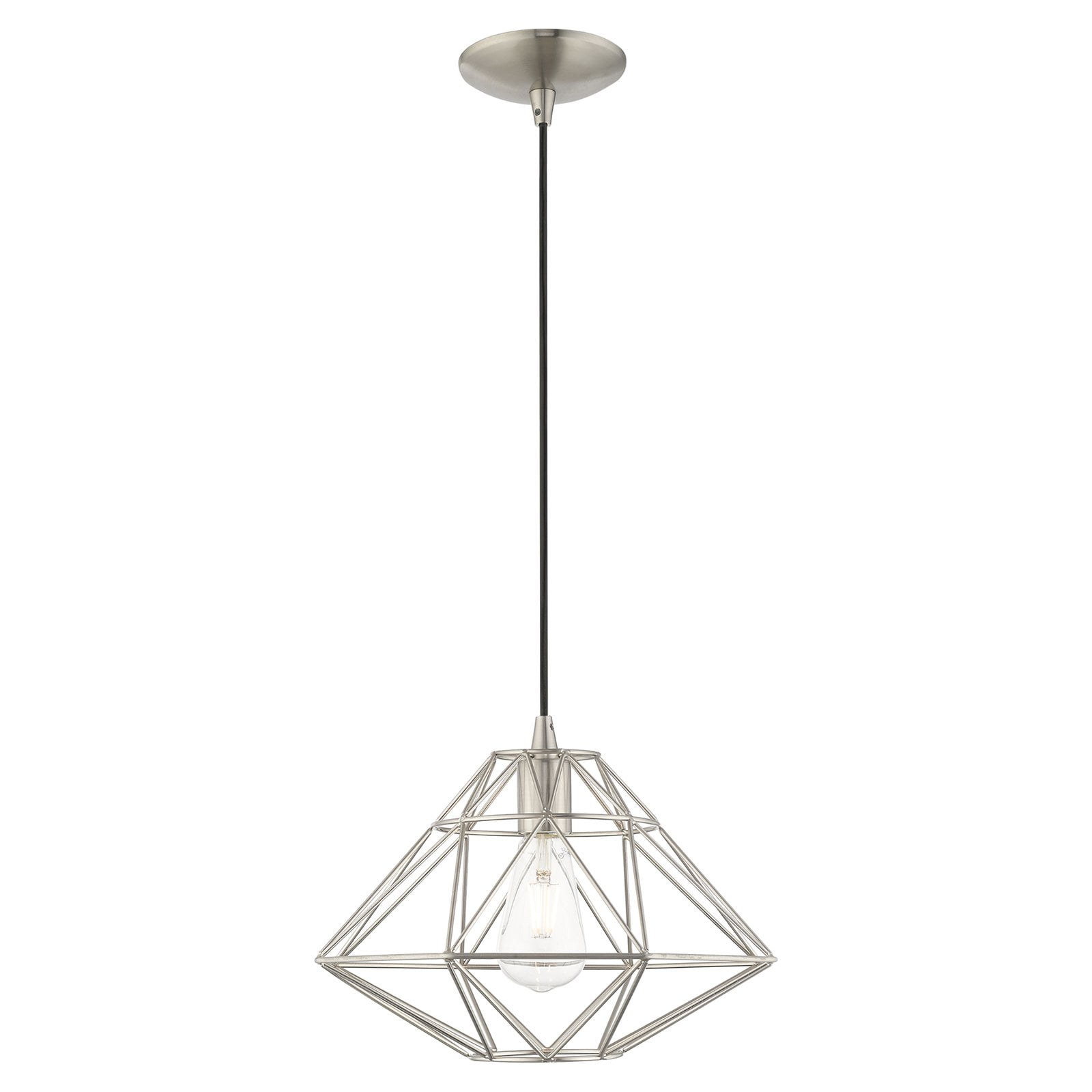 Brushed Nickel Geometric 1-Light Mini Pendant for Indoor/Outdoor