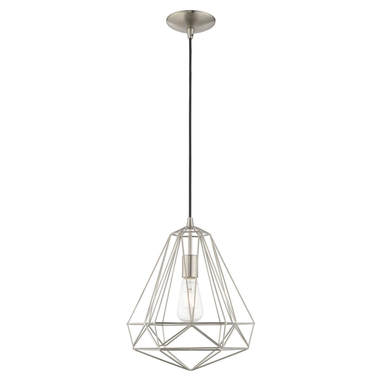Contemporary Brushed Nickel Mini Pendant with Geometric Shade