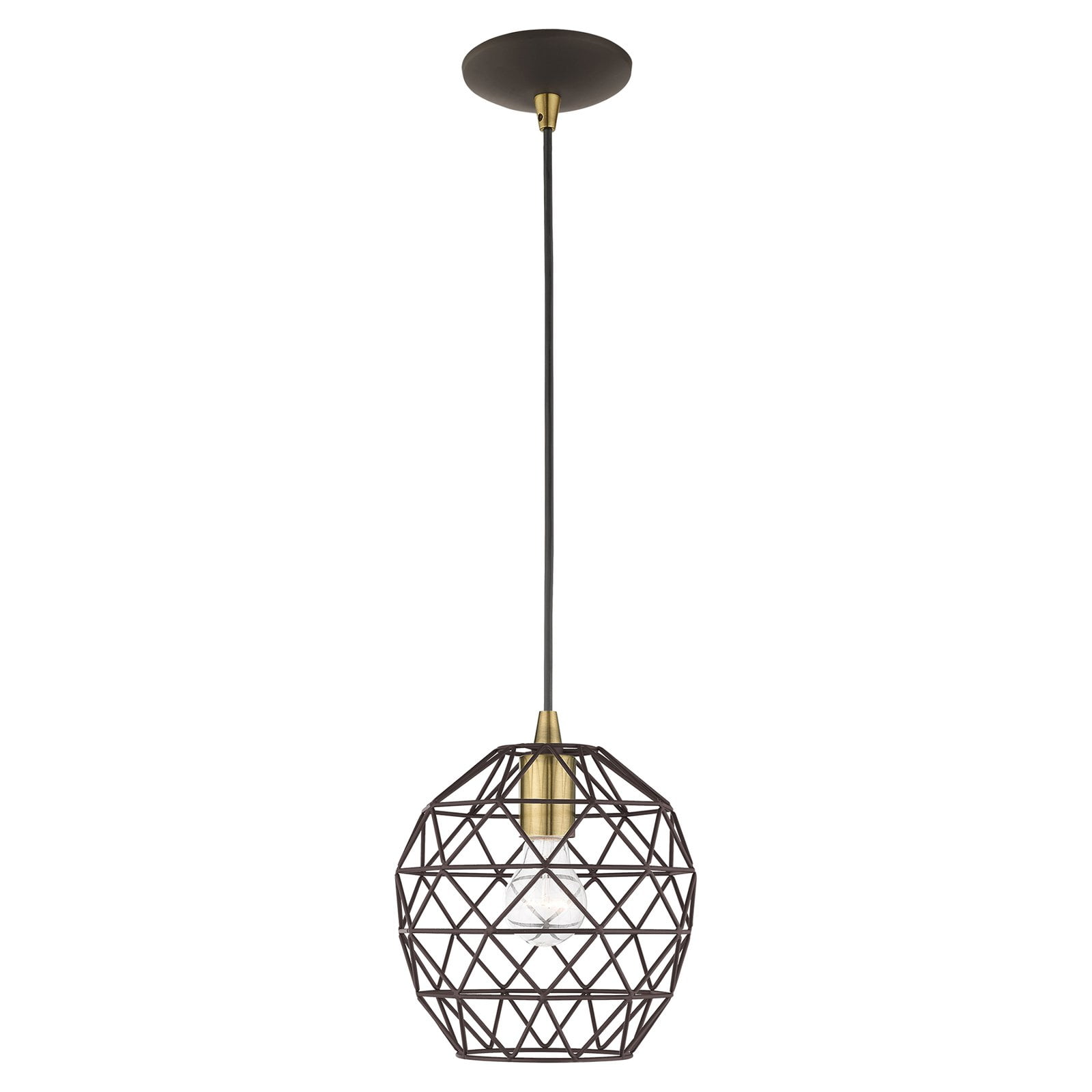 Bronze Geometric Globe Mini Pendant Light with LED
