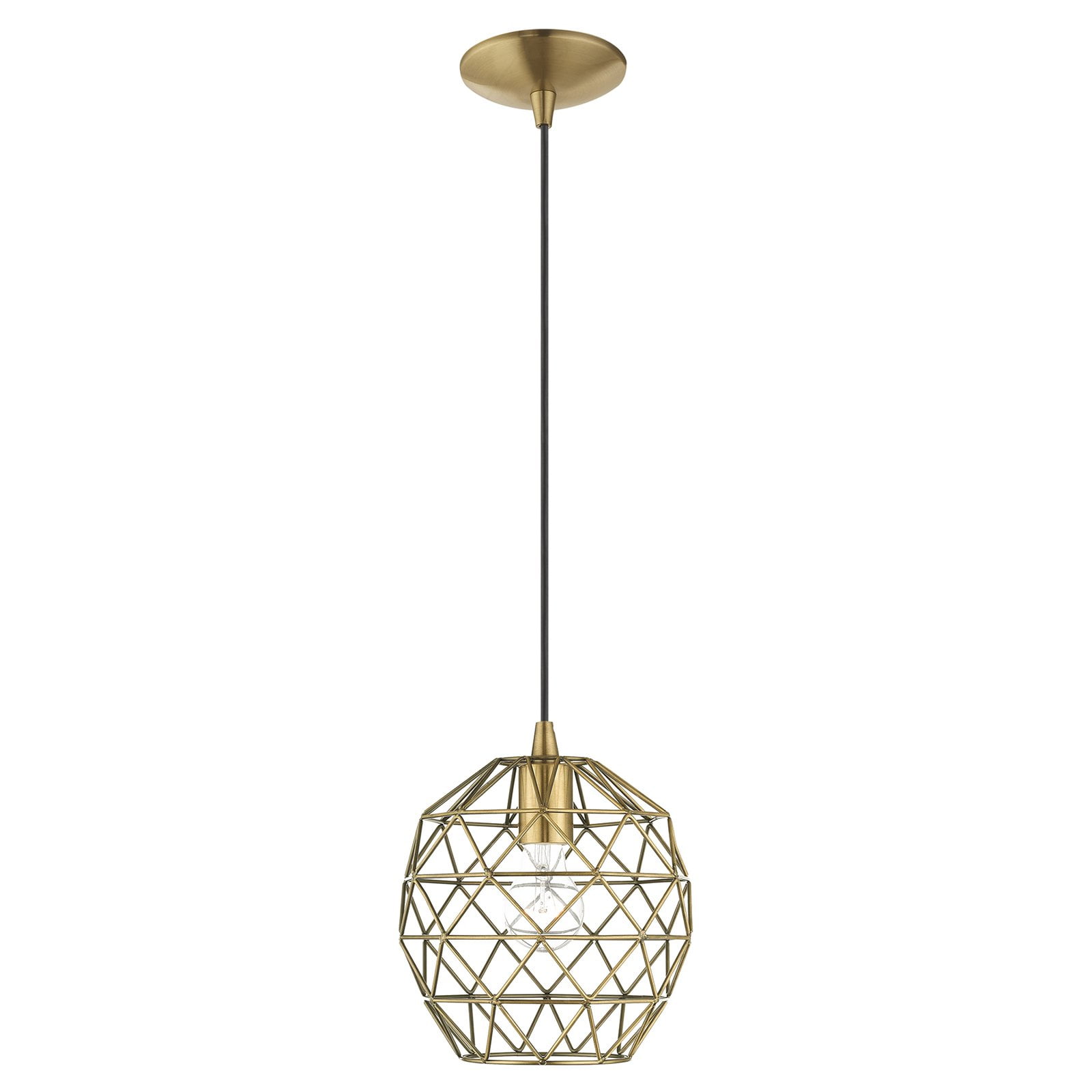 Antique Brass Geometric Metal Mini Globe Pendant Light