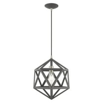 Livex Lighting  Geometric Shade 1-Light 13-inch Mini Pendant - 13"Dia. x 21"-80"Adj. H Scandinavian Gray