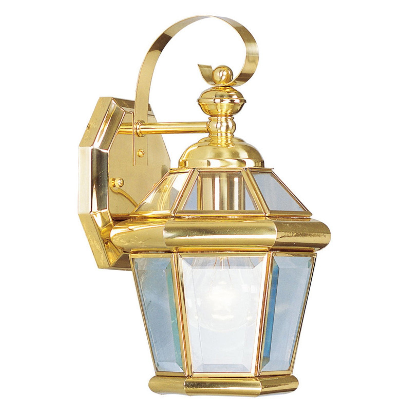 Georgetown Polished Brass Dimmable Wall Lantern with Clear Glass