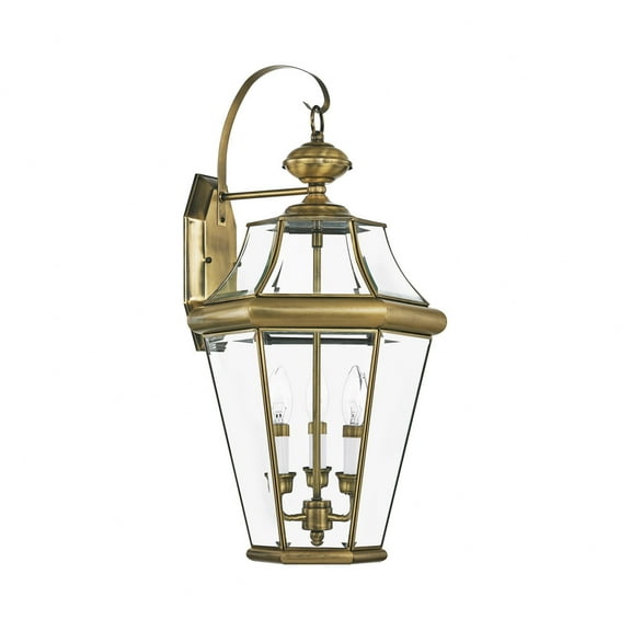 Livex Lighting Georgetown Outdoor Wall Lantern in Antique Brass