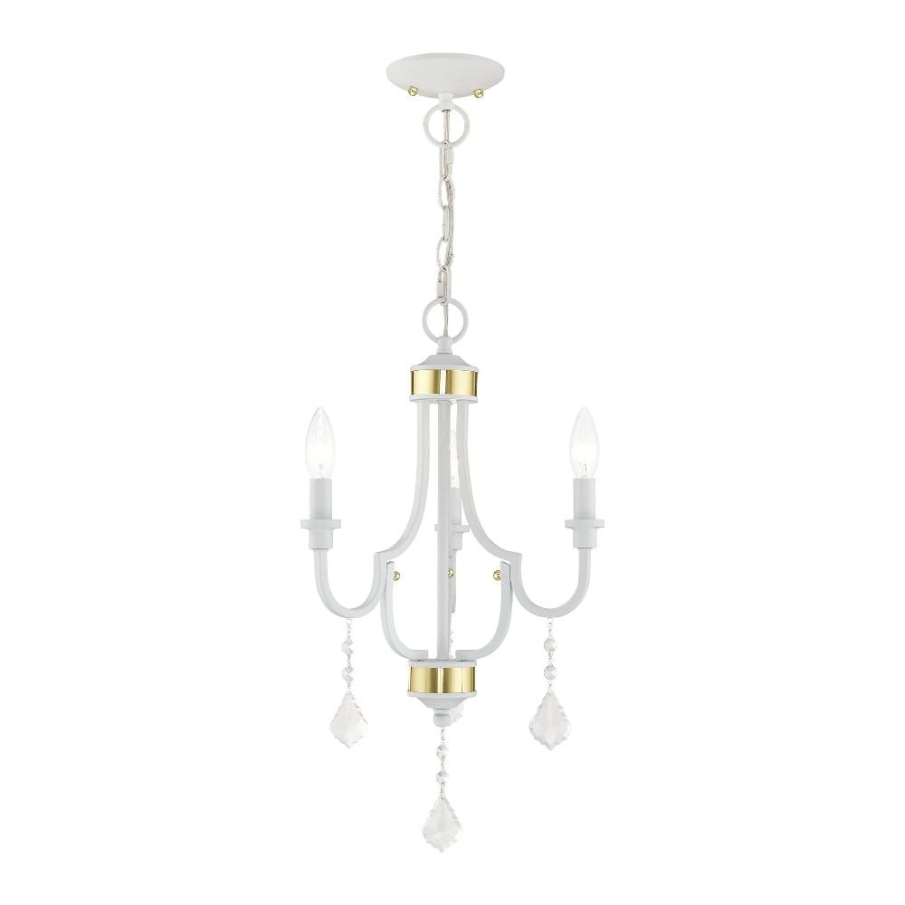 Eleganza Mini 3-Light Crystal Chandelier with White Finish