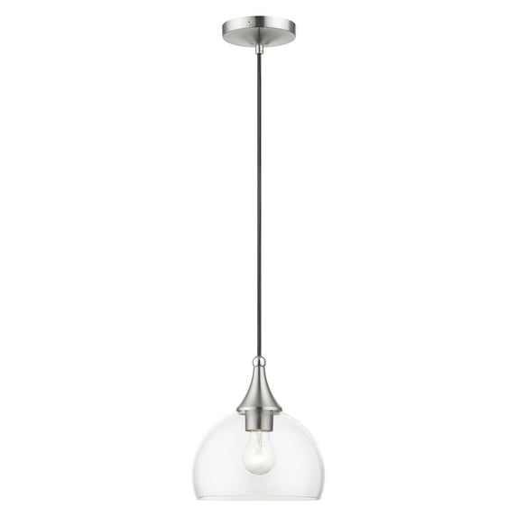 53641-91-Livex Lighting-Glendon - 1 Light Pendant-15 Inches Tall and 8.25 Inches Wide-Brushed Nickel/Polished Chrome Finish -Traditional