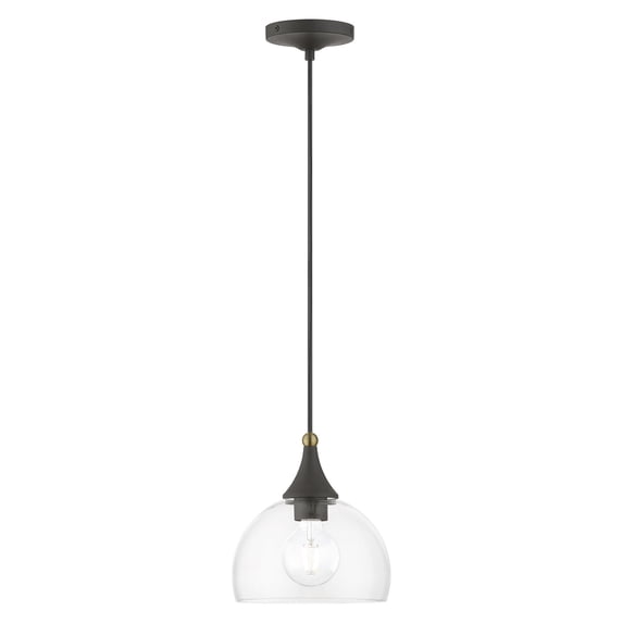 53641-07-Livex Lighting-Glendon - 1 Light Pendant-15 Inches Tall and 8.25 Inches Wide-Bronze/Antique Brass Finish -Traditional Installation