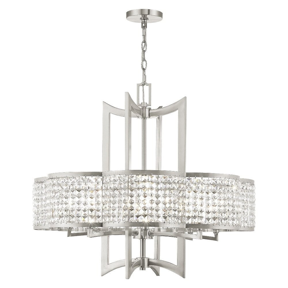 Brushed Nickel and Crystal 8-Light Chandelier