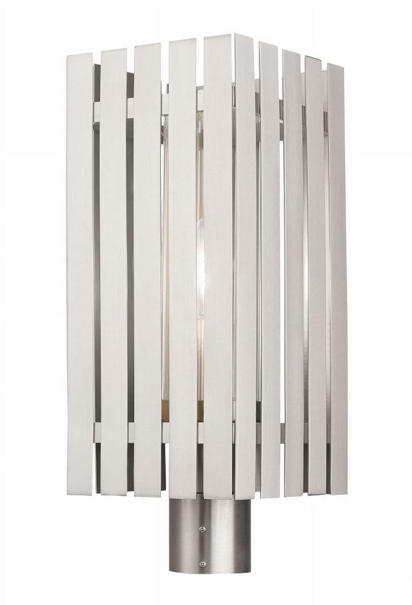 Greenwich Elegance 1-Light Brushed Nickel Outdoor Post Lantern with Clear Glass