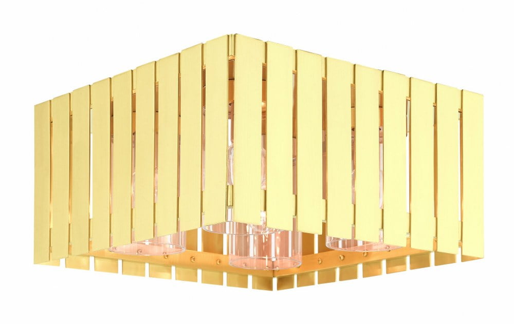 Satin Brass Greenwich Geometric 4-Light Indoor/Outdoor Flush Mount
