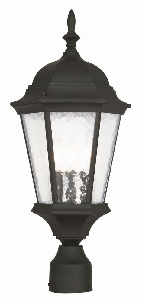 Hamilton Textured Black 3-Light Outdoor Post Lantern with Clear Water Glass
