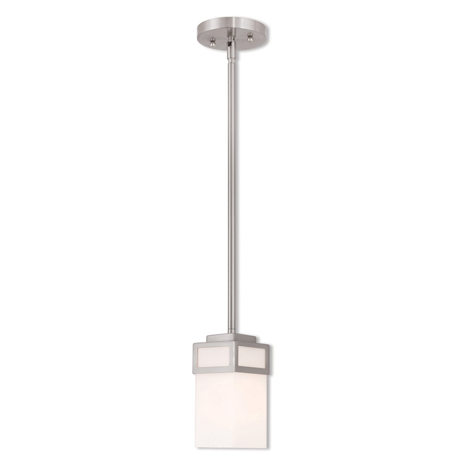 Harding Brushed Nickel Mini Pendant with Satin Opal White Glass