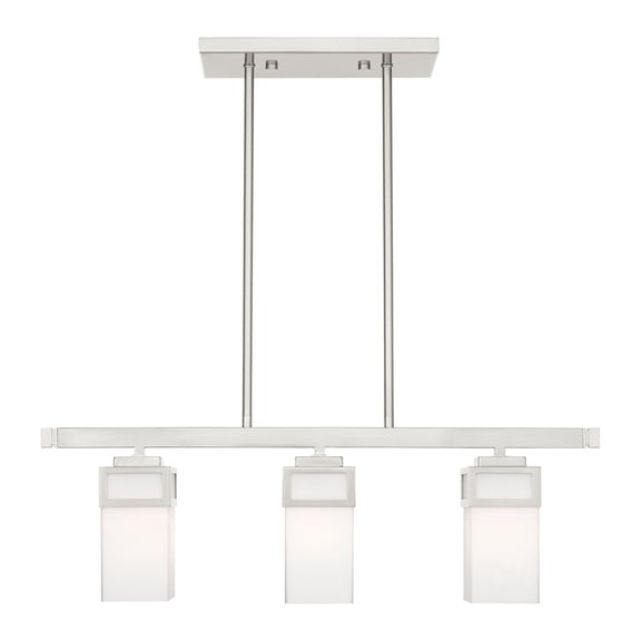 Livex Lighting Harding 3 Light Linear Chandelier in Brushed Nickel