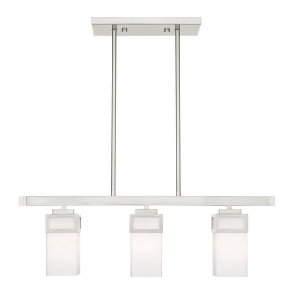 Livex Lighting Harding 3 Light Linear Chandelier in Brushed Nickel