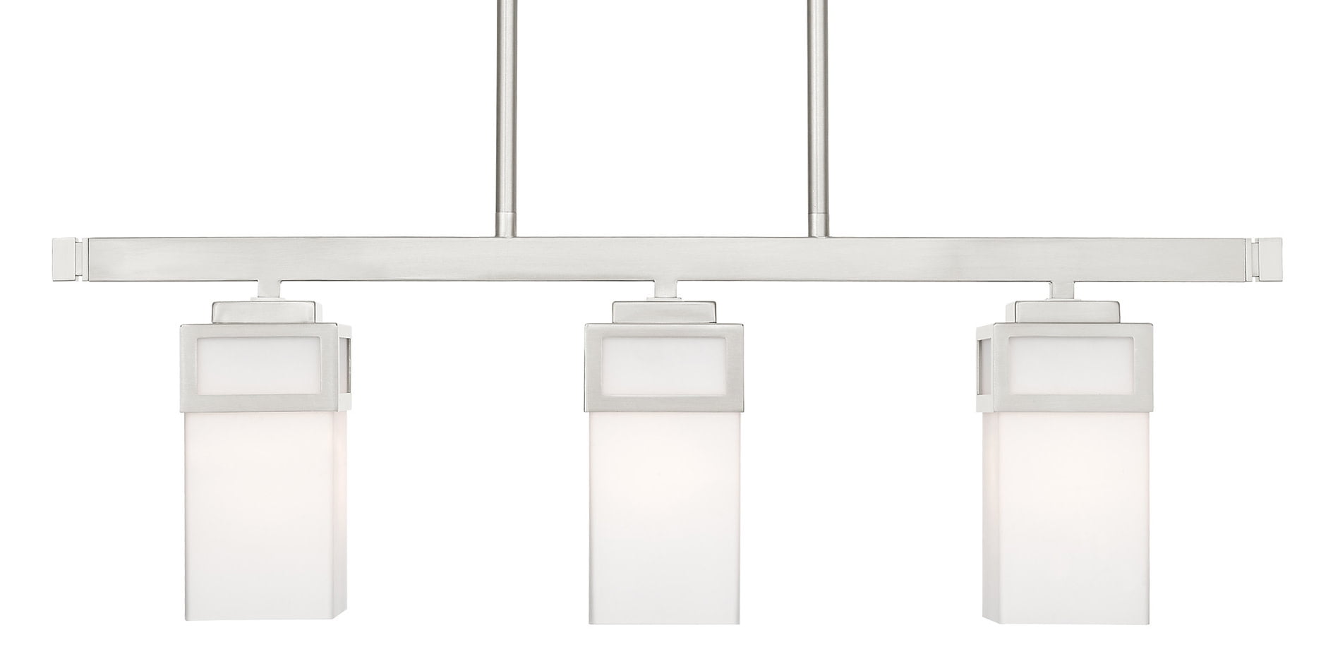 Harding Brushed Nickel 3-Light Linear Chandelier with Satin Opal White Glass
