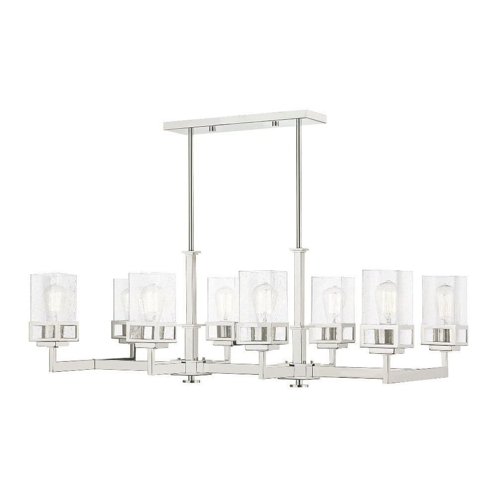 Harding Polished Chrome 8-Light Linear Chandelier with Clear Seeded Glass