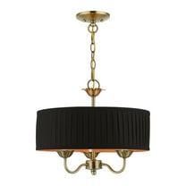 41863-01 Livex Lighting Harrington - 3 Light Pendant In Transitional Style-14 Inches Tall and 16 Inches Wide-Antique Brass Finish    -Traditional