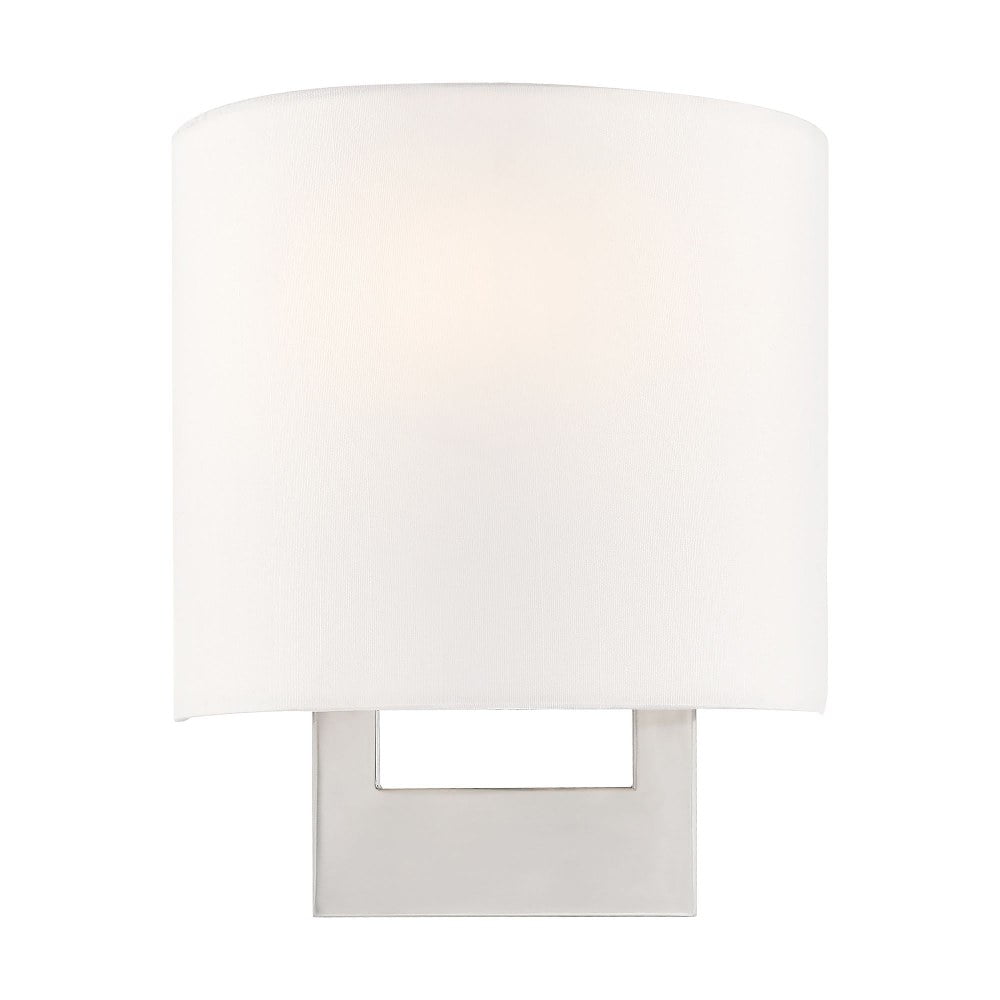 Elegant Brushed Nickel 1-Light Wall Sconce with Off-White Shade