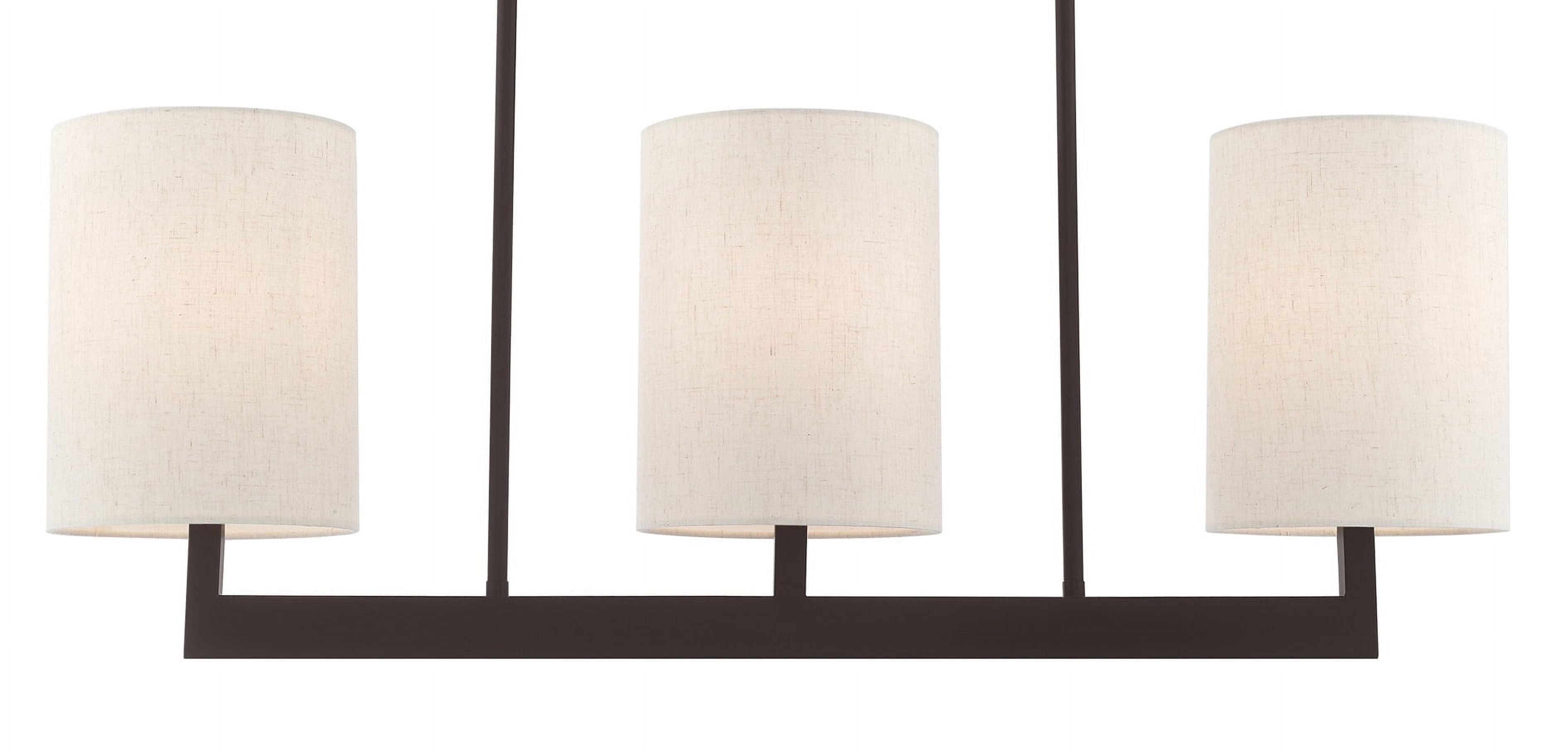 Bronze Steel 3-Light Linear Chandelier with Drum Shades