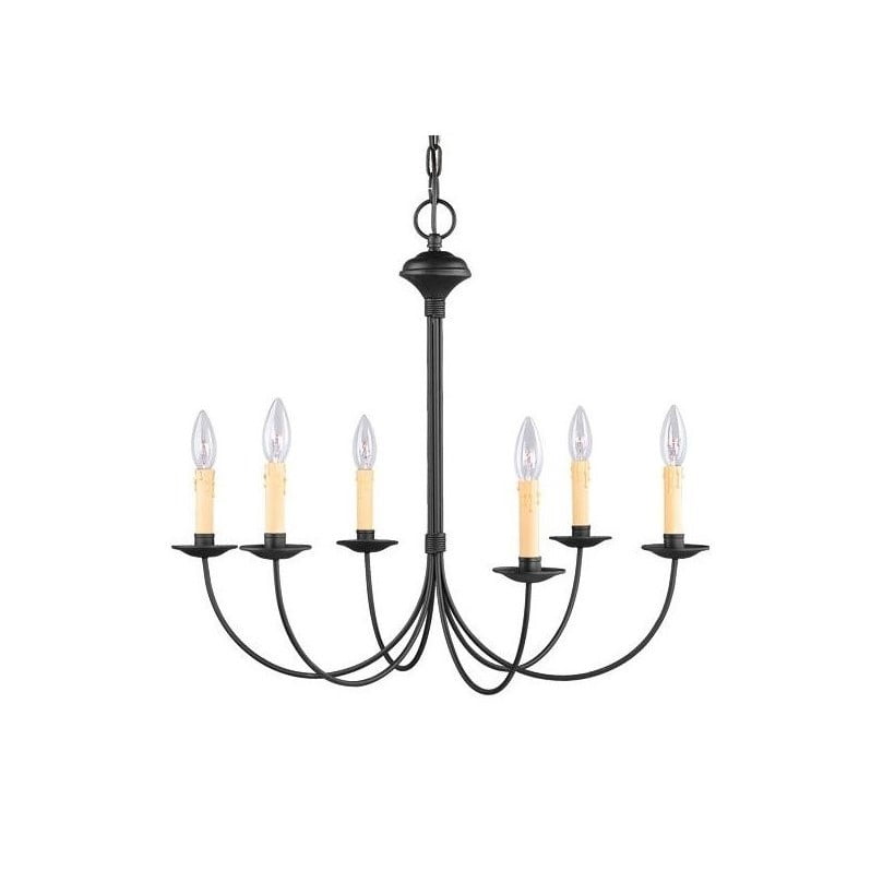 Heritage Black Steel 6-Light Candelabra Chandelier
