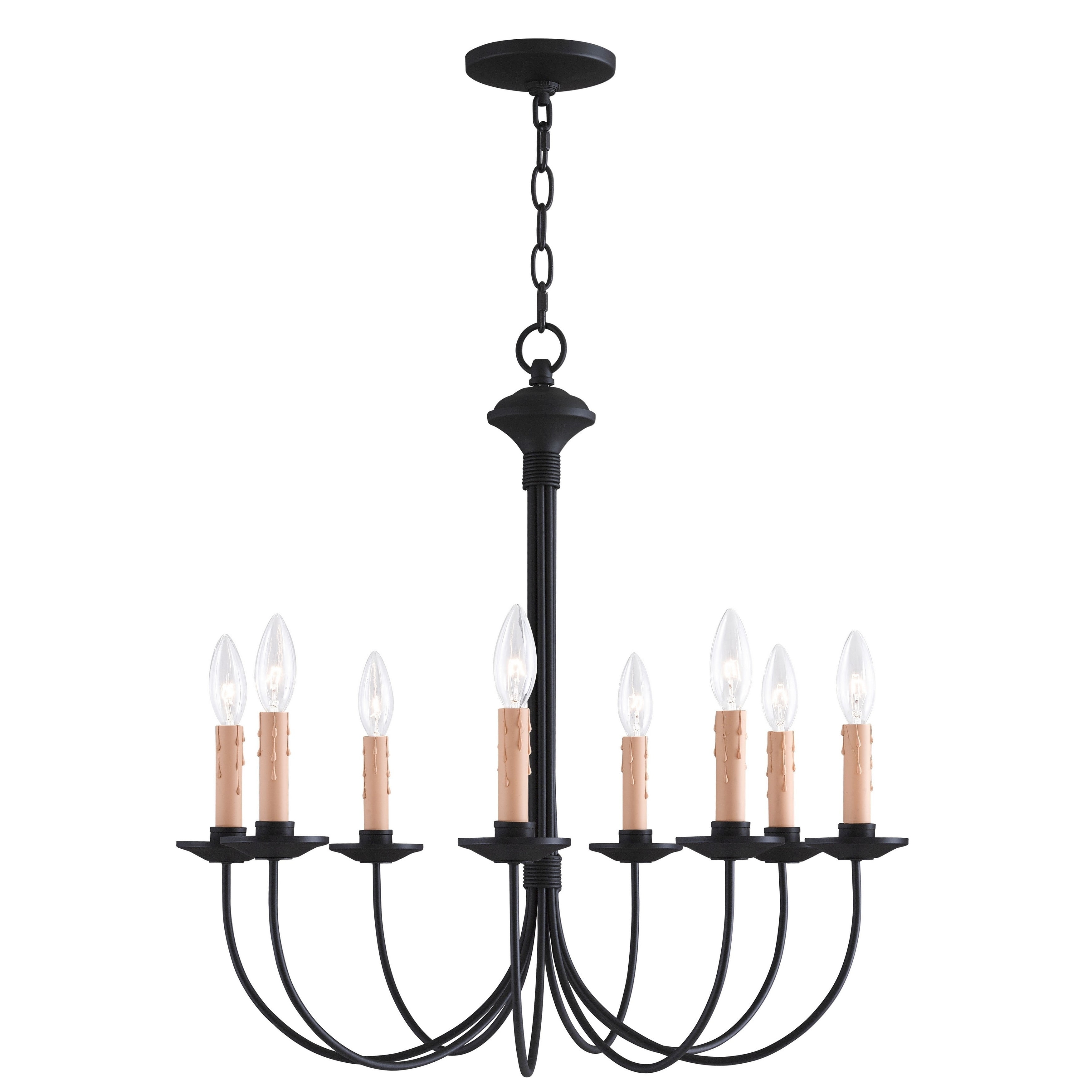 Elegant Black Steel 8-Light Candelabra Chandelier