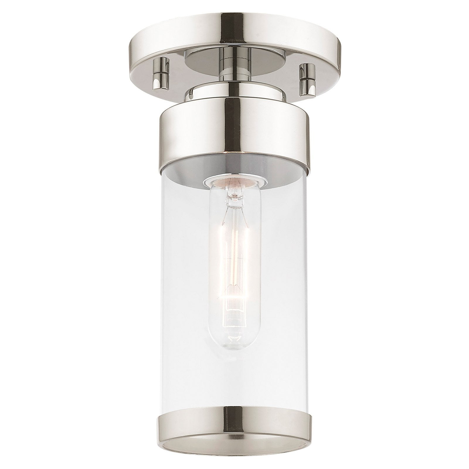 Polished Chrome Clear Glass 1-Light Flush Mount