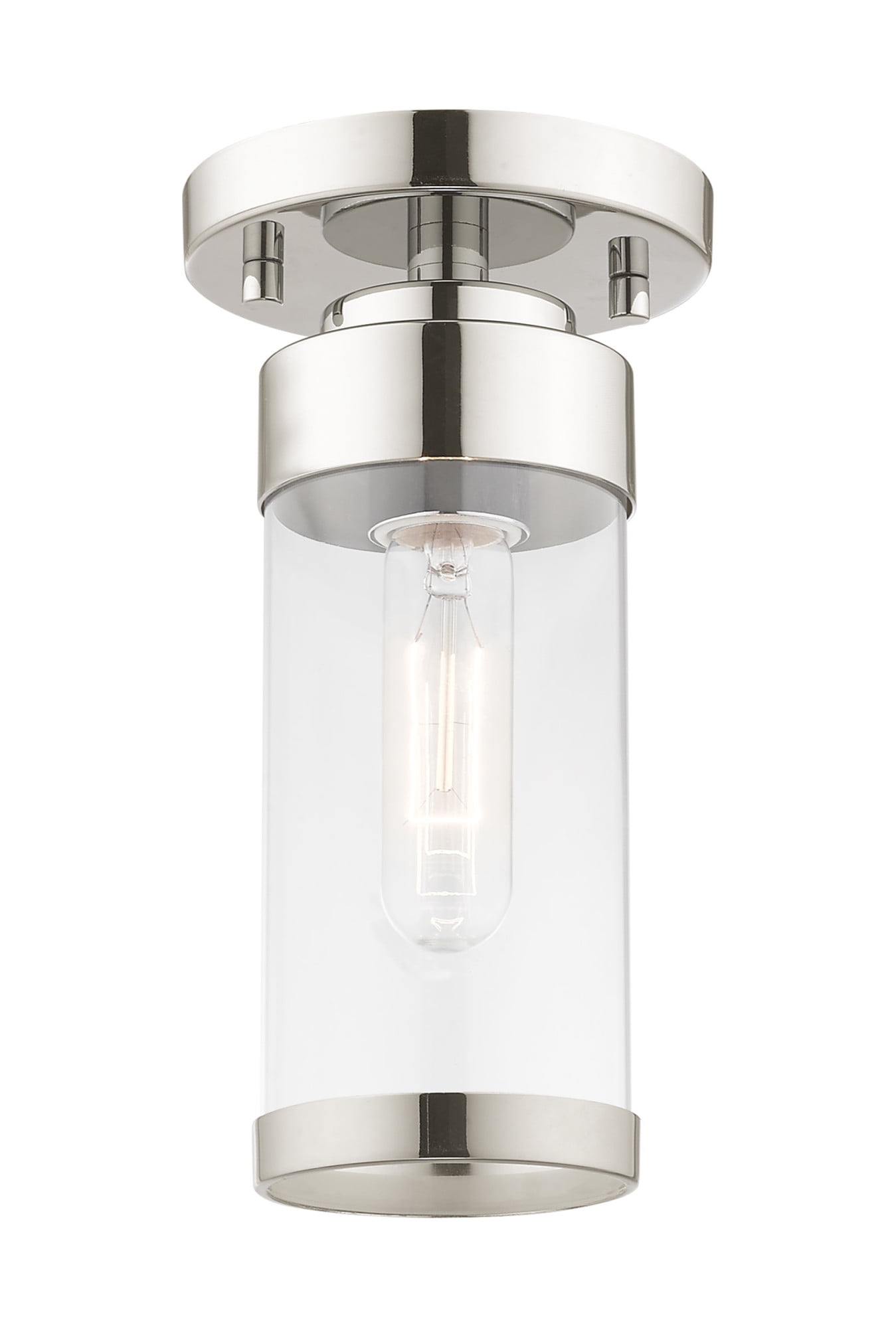 Polished Chrome Clear Glass 1-Light Flush Mount
