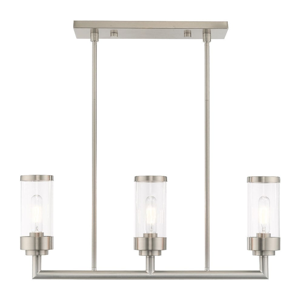 Hillcrest Brushed Nickel Linear Chandelier with Clear Glass Shades