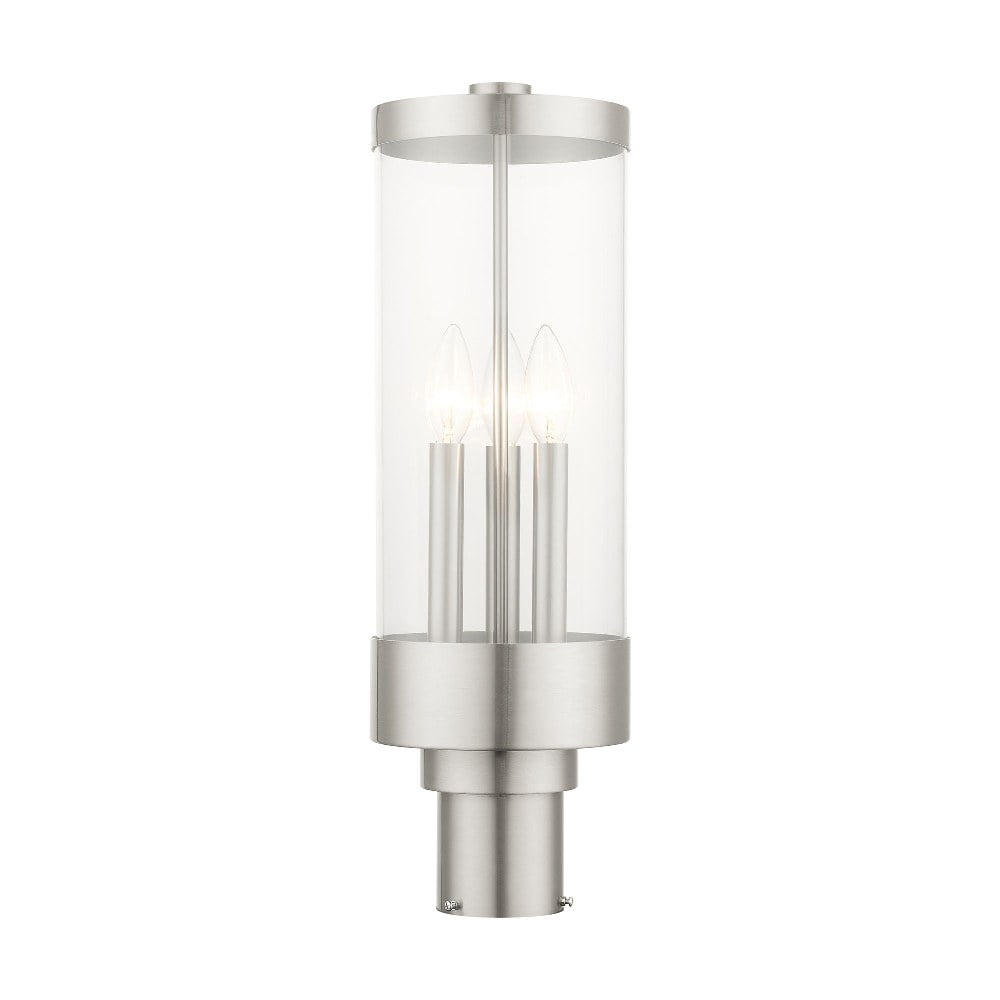 Hillcrest Elegance 3-Light Brushed Nickel Outdoor Post Lantern