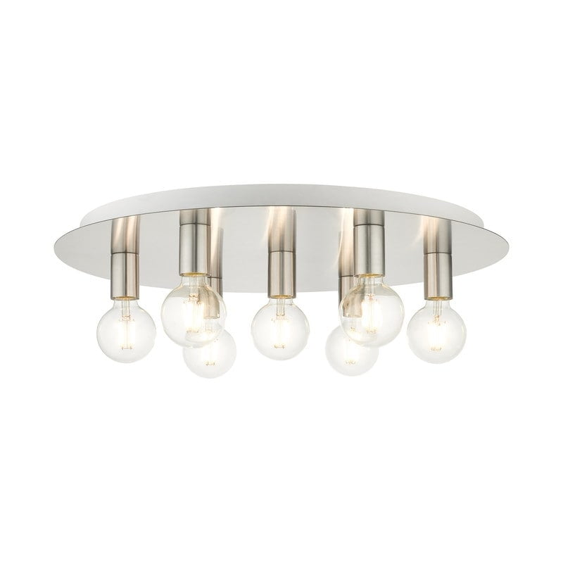 Hillview Brushed Nickel 7-Light Versatile Flush Mount