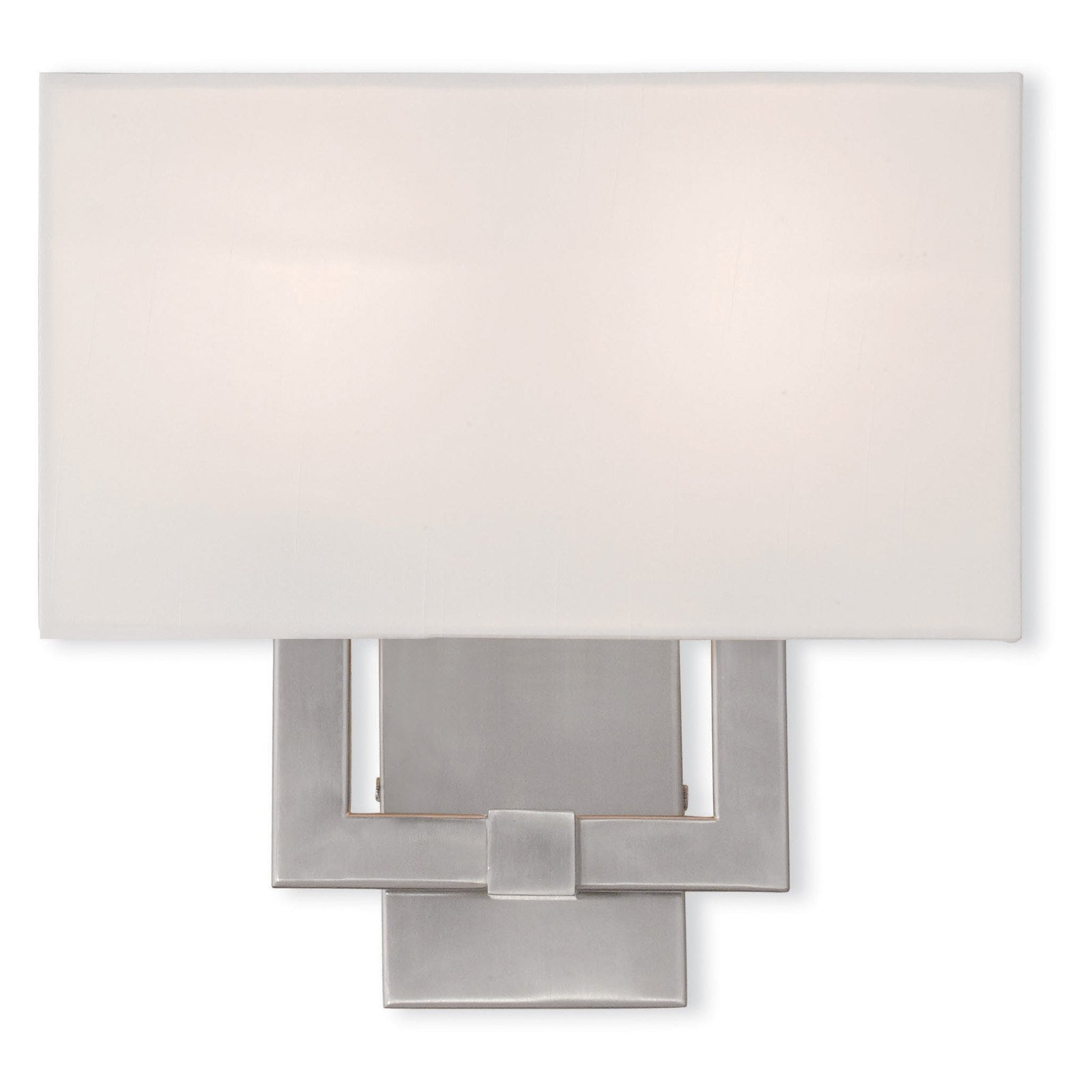 Hollborn Brushed Nickel 2-Light Wall Sconce with Off-White Fabric Shade