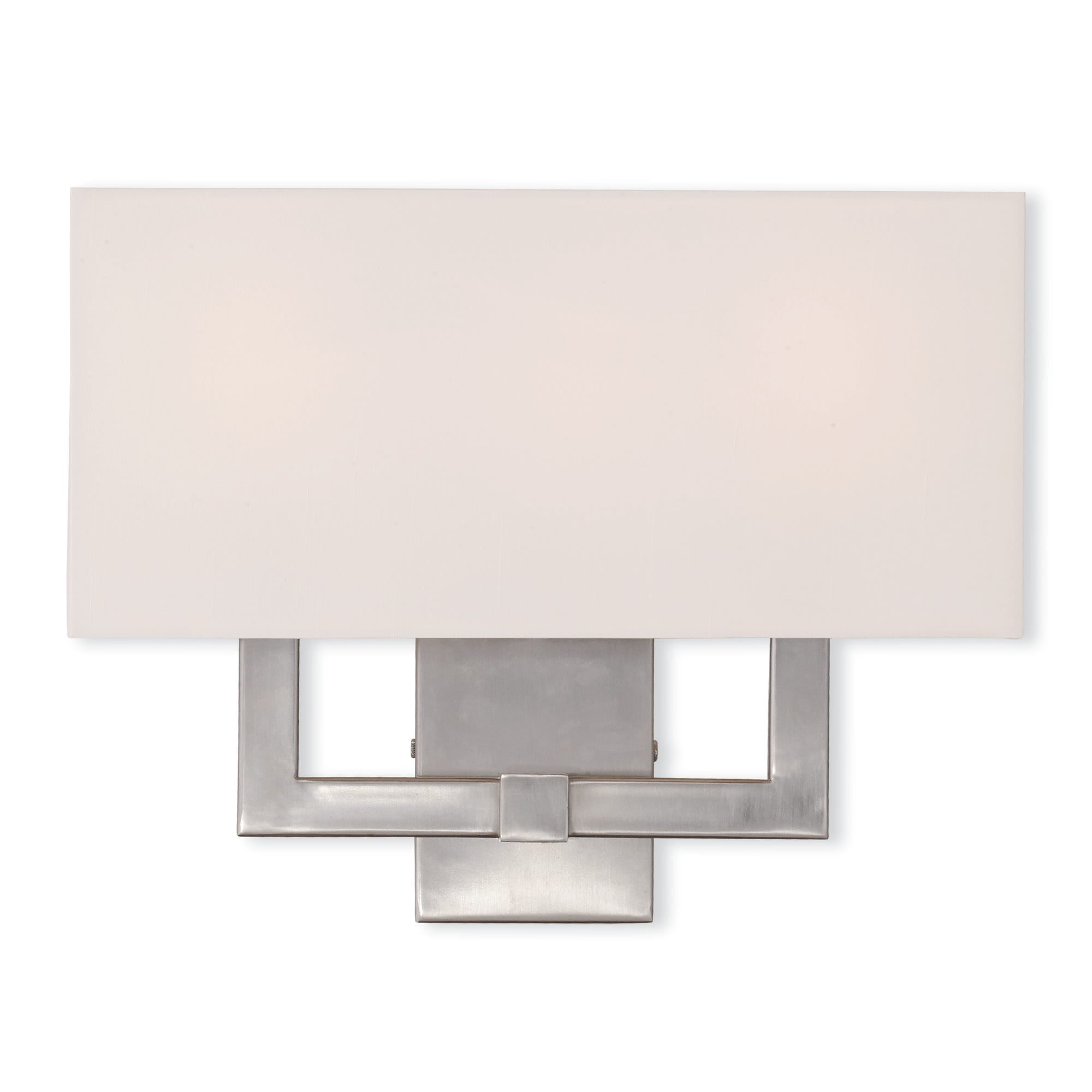 Brushed Nickel 3-Light Sconce with Off-White Fabric Shade