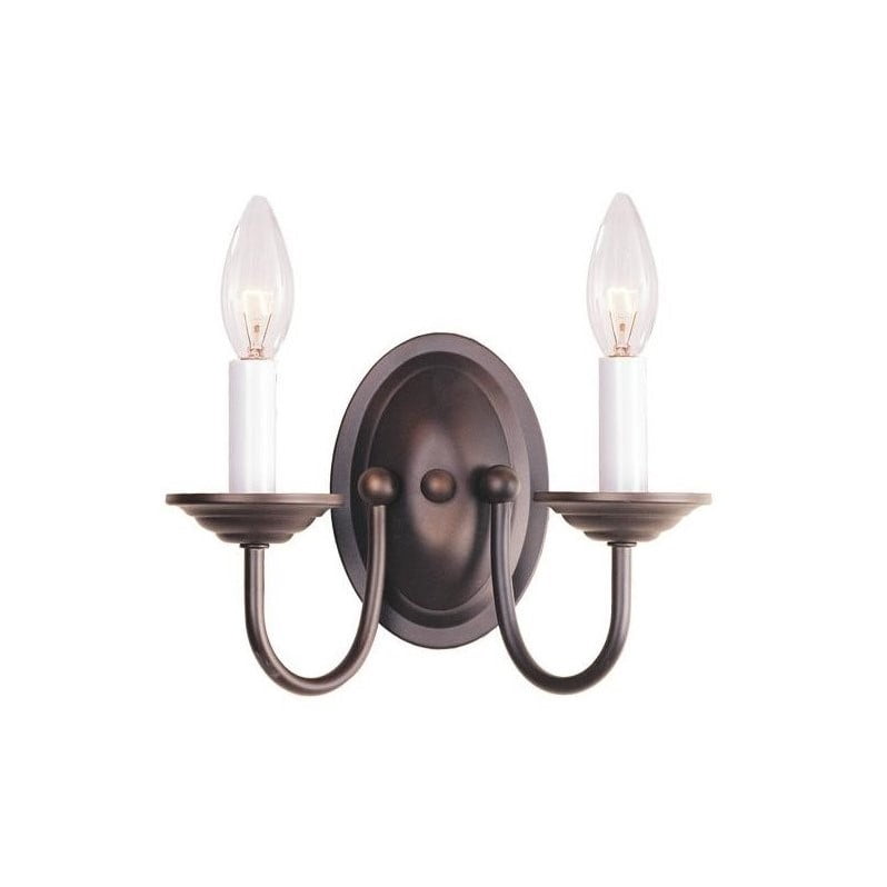 Bronze 2-Light Traditional Wall Sconce with Candelabra Base
