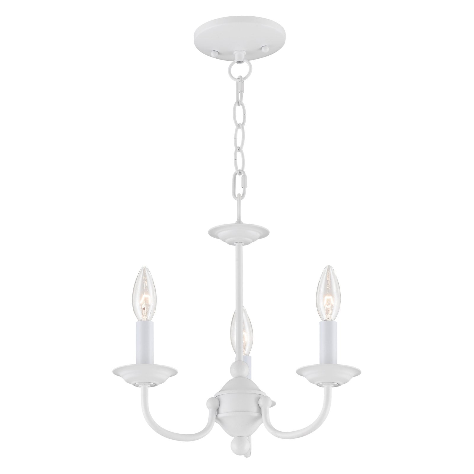 Elegant Mini 3-Light Candle Chandelier in Classic White