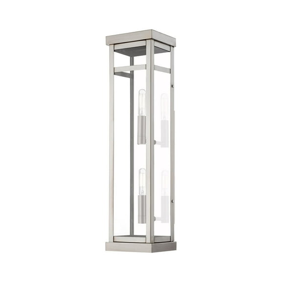 Livex Lighting Hopewell 2 Light Outdoor Wall Lantern in Brushed Nickel