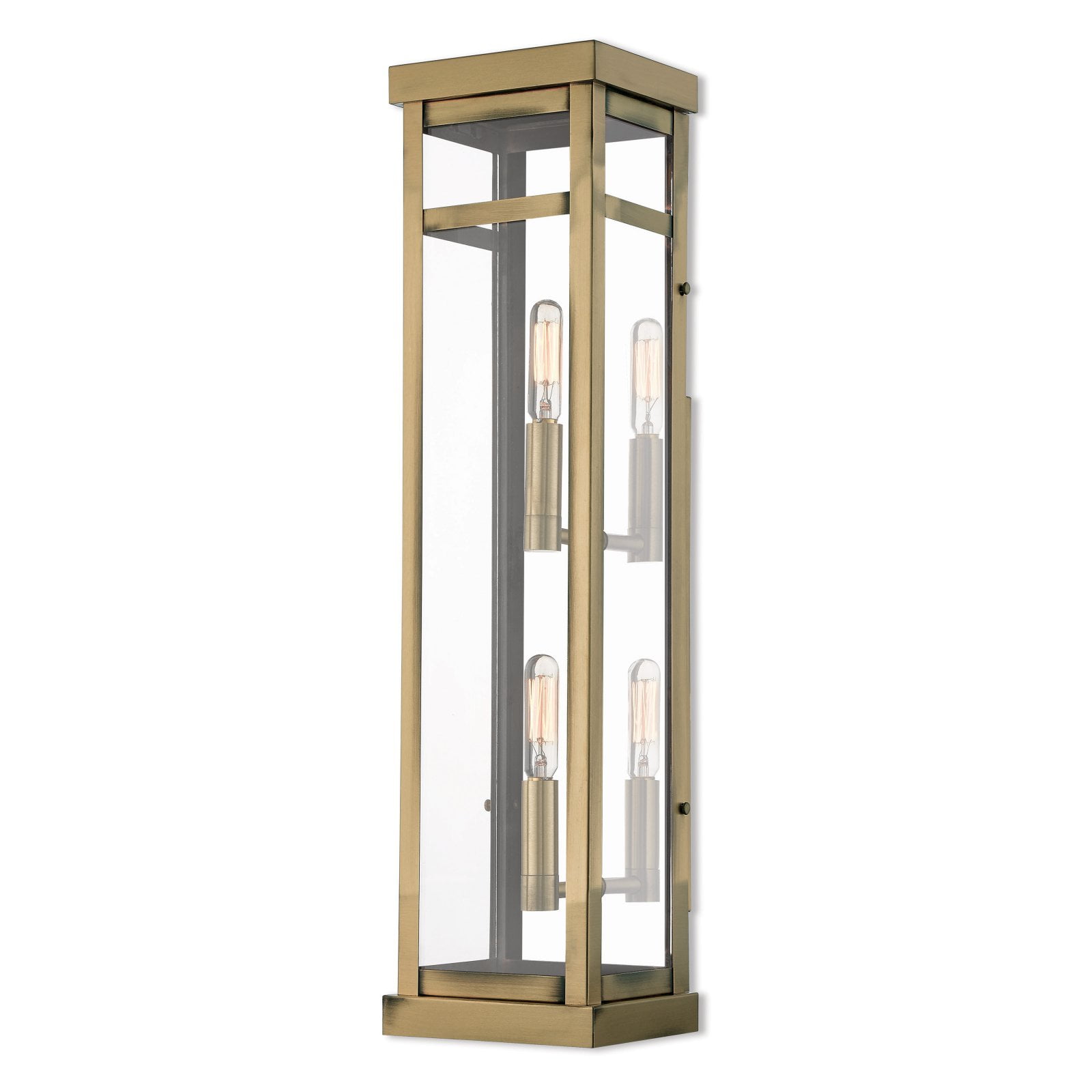Elegant Antique Brass Dimmable Lantern Sconce with Clear Glass