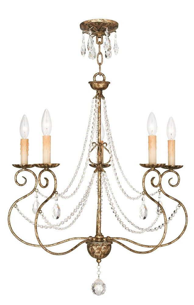 Isabella European Bronze 5-Light Crystal Chandelier