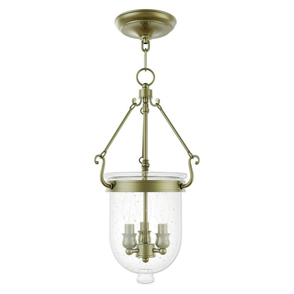 Livex Lighting Jefferson 3 Light Antique Brass Chain Lantern
