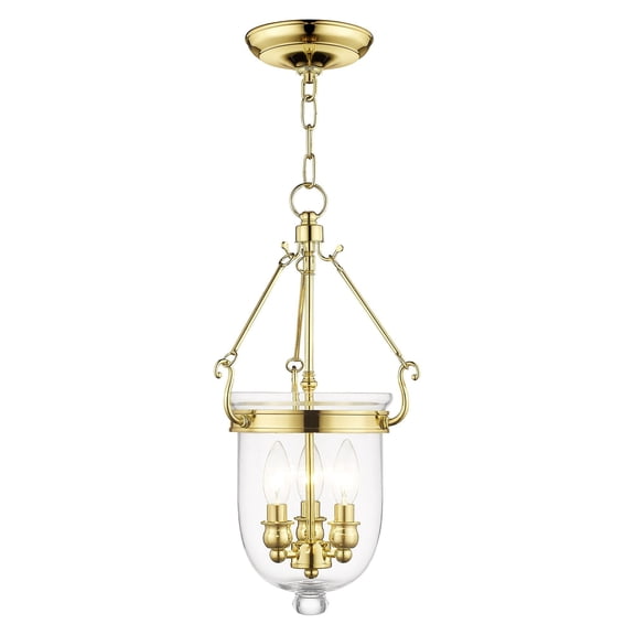 Livex Lighting Jefferson 3 Light Polished Brass Chain Lantern