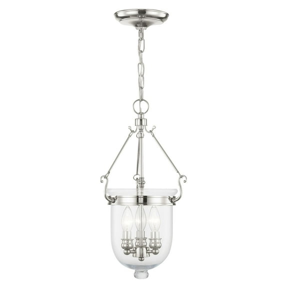 Livex Lighting Jefferson 3 Light Polished Nickel Chain Lantern