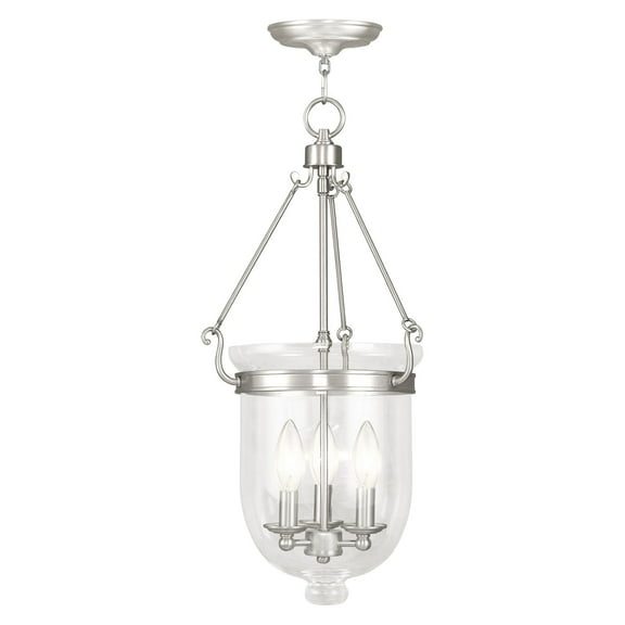 Livex Lighting Jefferson 3 Light Brushed Nickel Chain Lantern