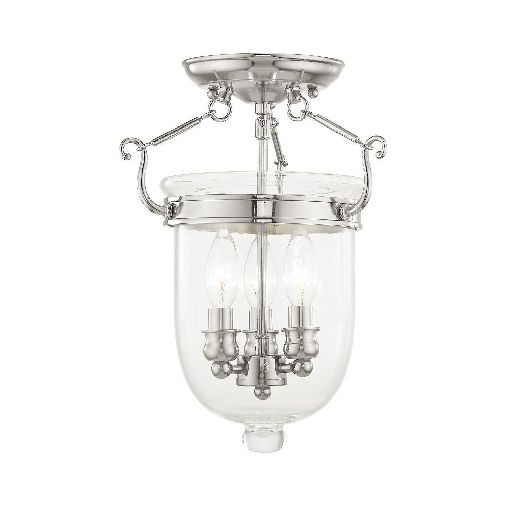 Polished Nickel 3-Light Indoor/Outdoor Glass Jar Fixture